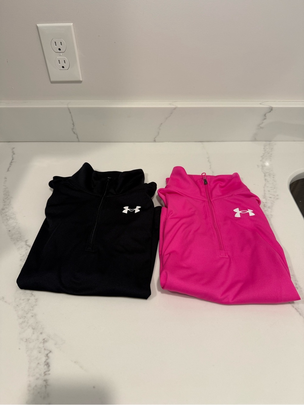 Under Armour Black and Hot Pink Quarter-Zip Athletic Tops